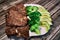 Keto diet based on beef steak, broccoli and avocado