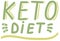 Keto diet, friendly, lettering calligraphy set, colorful isolated handwritten green text on white background. Diet, healthy food,