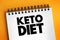 Keto diet, â€œKetogenicâ€ is a term for a low-carb diet. Get more calories from protein and fat and less from carbohydrates, text
