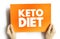 Keto diet, â€œKetogenicâ€ is a term for a low-carb diet. Get more calories from protein and fat and less from carbohydrates, text