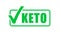 Keto diet label green check mark stamp. Ketogenic diet vector icon