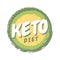 Keto diet round badge in grunge style. Vector flat illustration. High fat and moderate protein diet icon