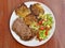 Keto Dish - Cauliflower hash brown with beef steak and salad