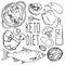 KETO MONOCHROME Healthy Food Diet Vector Illustration Set