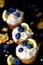 Keto muffins on messy dark background