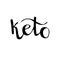 Keto. Vector lettering illustration of a hand written word for logo, label, icon design on a healthy eating, ketogenic diet, low c