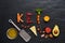 Keto word made from ketogenic food,