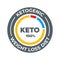 Ketogenic diet vector label. 100 percent weight loss keto healthy diet nutrition icon