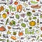 Ketogenic food vector seamless pattern, sketch. Healthy keto food - fats, proteins and carbs on endless vector pattern