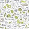 Ketogenic food vector seamless pattern, sketch. Healthy keto food - fats, proteins and carbs on endless vector pattern