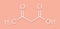 Ketone body acetoacetic acid, diacetic acid molecule. Skeletal formula.