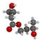 Ketone ester molecule. Present in drinks to induce ketosis. 3D rendering.