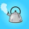 Kettle boils with water pop art style vector