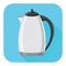 Kettle. Flat design. Blue square icon