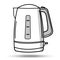 Kettle in line art style. Illustration on isolated background.