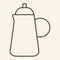 Kettle thin line icon. Teapot symbol, outline style pictogram on beige background. Kitchen Tea pot sign for mobile