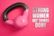 Kettle Weights on Pink Background with Inspirational Quote. Strong Women Get Things Done.