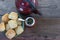 Kettle and yerba mate to drink the traditional infusion of Argentina with salty fat biscuits