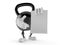 Kettlebell character holding blank sheet of paper