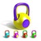 Kettlebell In Funny Multicolored Style Set Vector