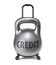 Kettlebell like Travel suitcase. Debt and loan concept.