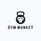 kettlebell monkey logo design vector illustration
