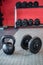 Kettlebell next to dumbbells