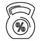 Kettlebell percent online loan icon, outline style