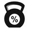 Kettlebell percent online loan icon, simple style