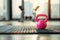 a kettlebell for training in fitness room . generative ai