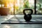 a kettlebell for training in fitness room . generative ai