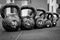 Kettlebells on the gym floor