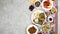 Ketupat Lebaran Ied Menu Dish, Opor Ayam, Sambal Goreng Ati Kentang, Balado Telur, Dates Fruit, Sambal, and Tea