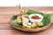 Ketupat, lemang, served with serunding, popular Malay delicacies during Hari Raya celebration