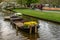 Keukenhof park. Beautiful outdoor scenery. Blooming colorful daffodils