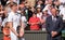 Kevin Anderson, South African player, holding his plate on centre court as runner up in the Wimbledon mens finals