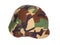 Kevlar helmet woodland camouflage isolated