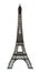 Key chain souvenir from metal Eiffel Tower Paris isolated