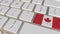 Key with flag of Canada on the computer keyboard switches to key with flag of France, relocation related animation