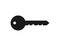 Key icon. Isolated lock symbol in black color. Simple door key. Silhouette of privacy or protection symbol. Classic