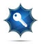 Key icon magical glassy sunburst blue button