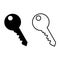 Key icon. Set of black icons of keys in flat style. Vector linear key symbol