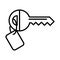 Key with keychain security line style icon design