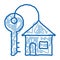 Key With Keyfob In Building Form doodle icon hand drawn illustration