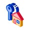 Key With Keyfob In Building Form isometric icon vector illustration