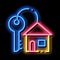 Key With Keyfob In Building Form neon glow icon illustration