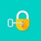 Key in keyhole opening closed padlock vector illustration