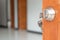 Key in keyhole on wood door,Opening a home door,
