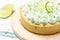 Key lime cheese tart with whipping cream on top