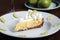 Key Lime Pie on decorated plate